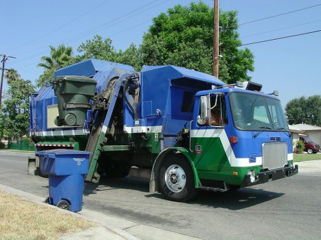 Various types of construction waste including concrete and wood